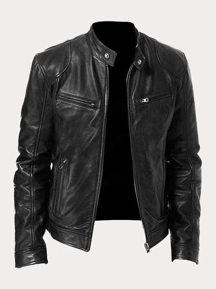 Men's Leather Jacket | Padded Lining, Adjustable Cuffs & Ideal for Casual and Formal Wear