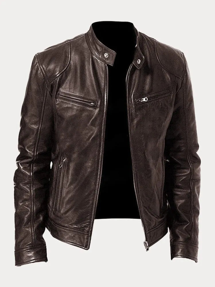 Men's Leather Jacket | Padded Lining, Adjustable Cuffs & Ideal for Casual and Formal Wear