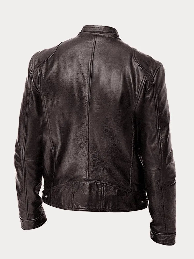 Men's Leather Jacket | Padded Lining, Adjustable Cuffs & Ideal for Casual and Formal Wear