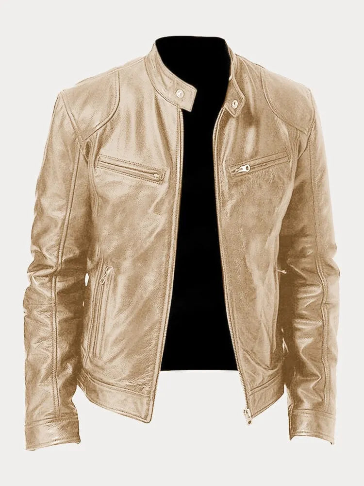 Men's Leather Jacket | Padded Lining, Adjustable Cuffs & Ideal for Casual and Formal Wear