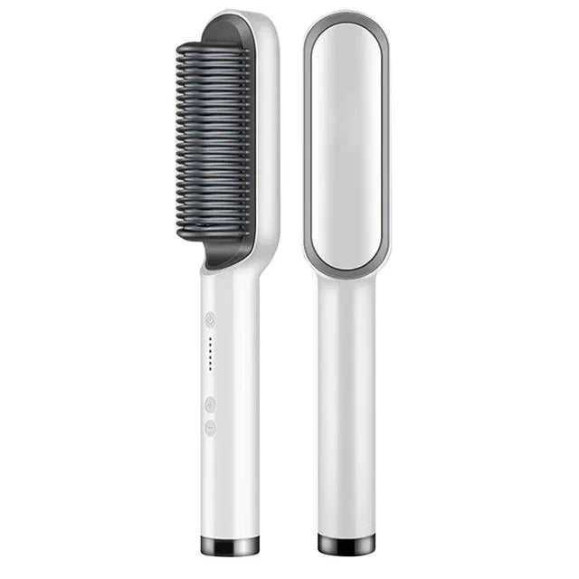 2-in-1 Hair Straightening & Curling Brush | Tourmaline Ceramic, Adjustable Heat Settings & Ideal for All Hair Types