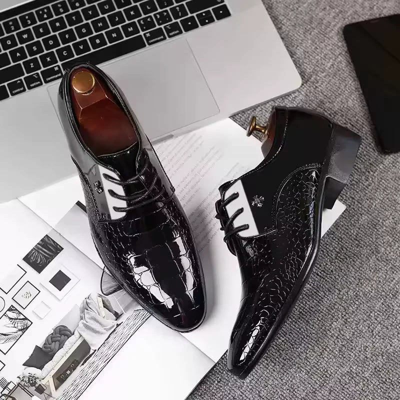 Men's Oxford Shoes - PU Leather - Almond Toe - Formal - Black - Size Available