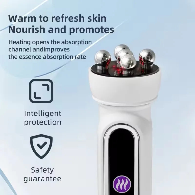 RadiantGlow™ | 3 in1 RF Heating EMS Facial Roller Massager for Fine Lines, Skin Rejuvenation & Firming Microcurrent Treatment