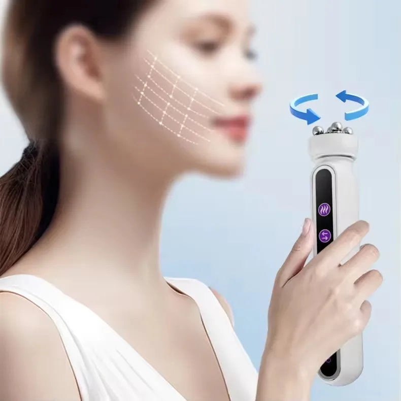 RadiantGlow™ | 3 in1 RF Heating EMS Facial Roller Massager for Fine Lines, Skin Rejuvenation & Firming Microcurrent Treatment