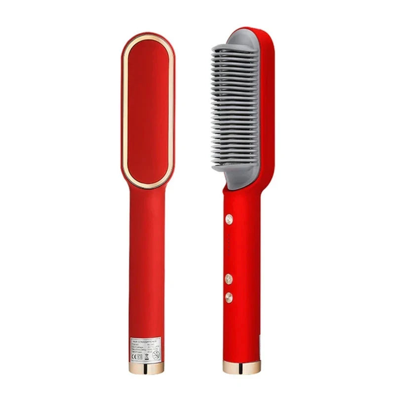 2-in-1 Hair Straightening & Curling Brush | Tourmaline Ceramic, Adjustable Heat Settings & Ideal for All Hair Types