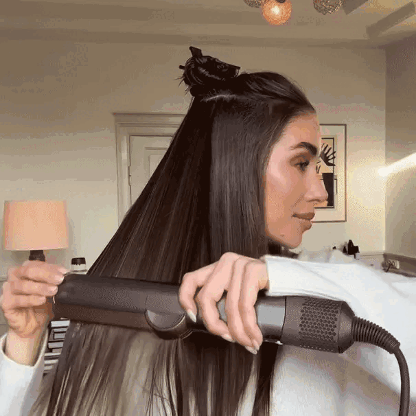 2-in-1 Hair Straightener and Dryer | Adjustable Temperature & Airflow for All Hair Types, Ideal for Quick Styling at Home or On-the-Go