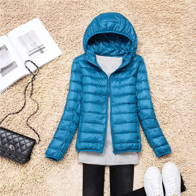 Ultra-Light Packable Down Jacket with Hood | Warm, Compact & Stylish for Winter Travel