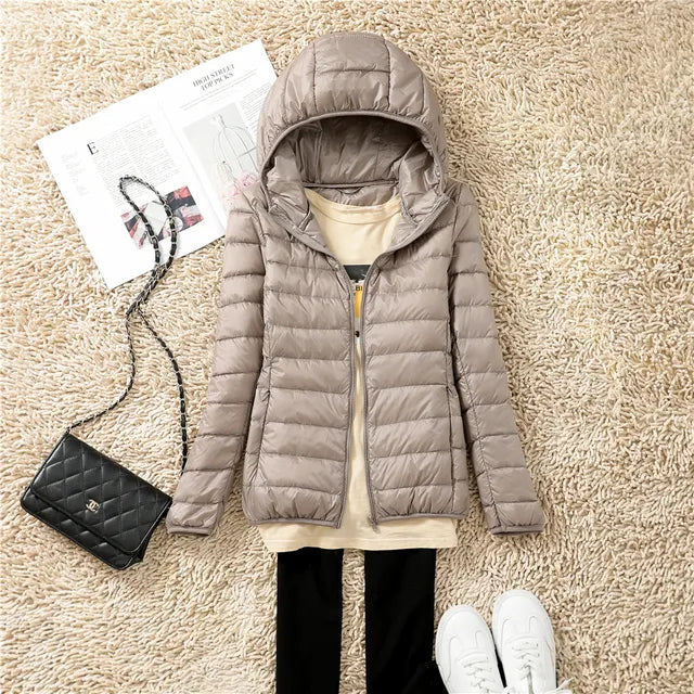 Ultra-Light Packable Down Jacket with Hood | Warm, Compact & Stylish for Winter Travel