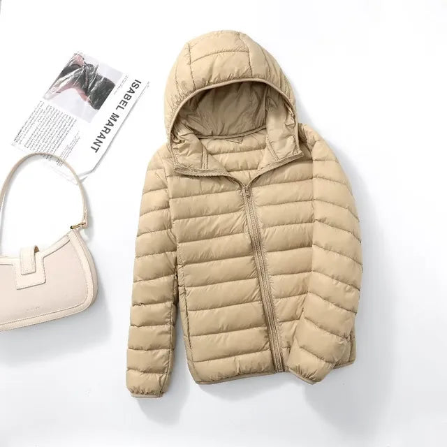 Ultra-Light Packable Down Jacket with Hood | Warm, Compact & Stylish for Winter Travel