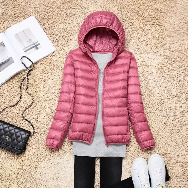 Ultra-Light Packable Down Jacket with Hood | Warm, Compact & Stylish for Winter Travel