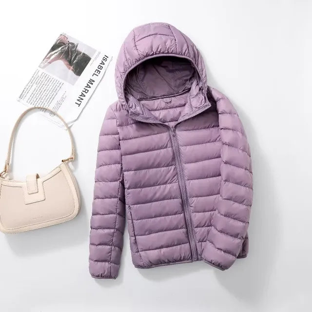 Ultra-Light Packable Down Jacket with Hood | Warm, Compact & Stylish for Winter Travel