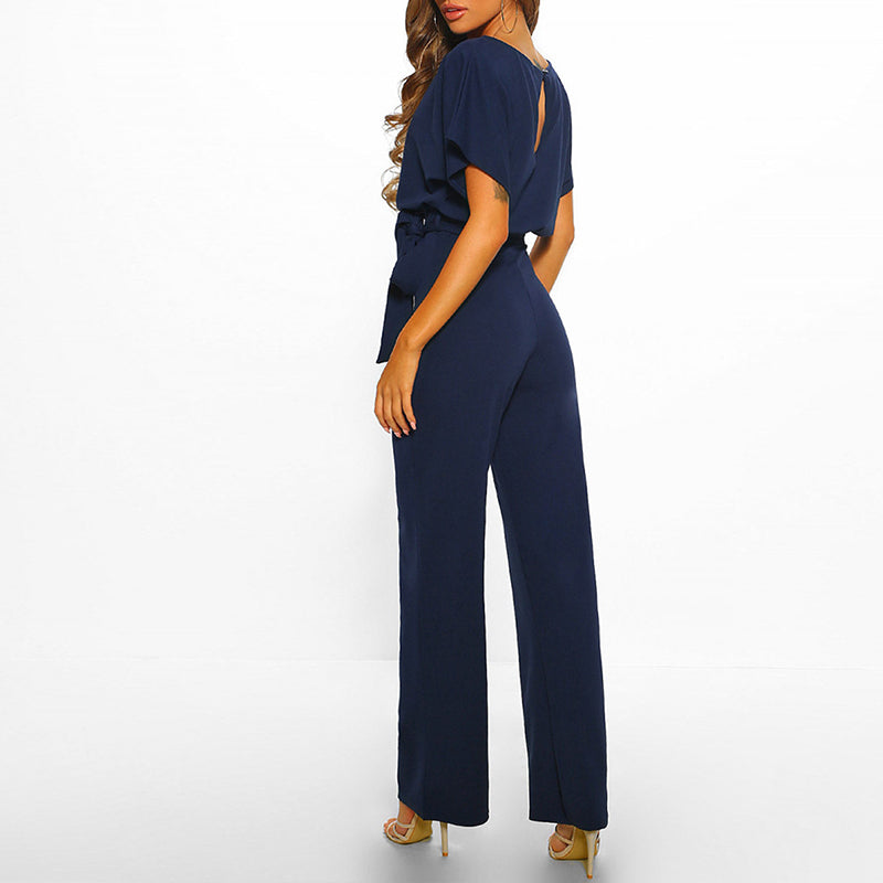 Women's Dark Blue Jumpsuit | Comfortable, Feminine & Ideal for Dining Out and Special Occasions