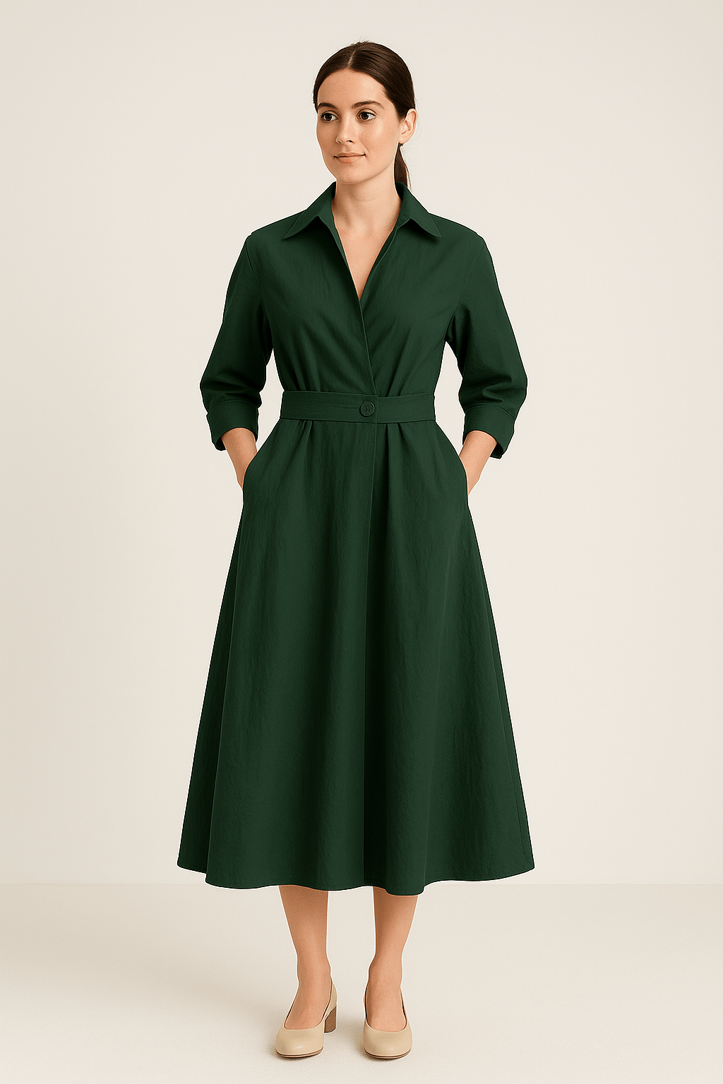 Women's Cotton Shirt Dress - Sarah Style - Casual Dress for Everyday Wear