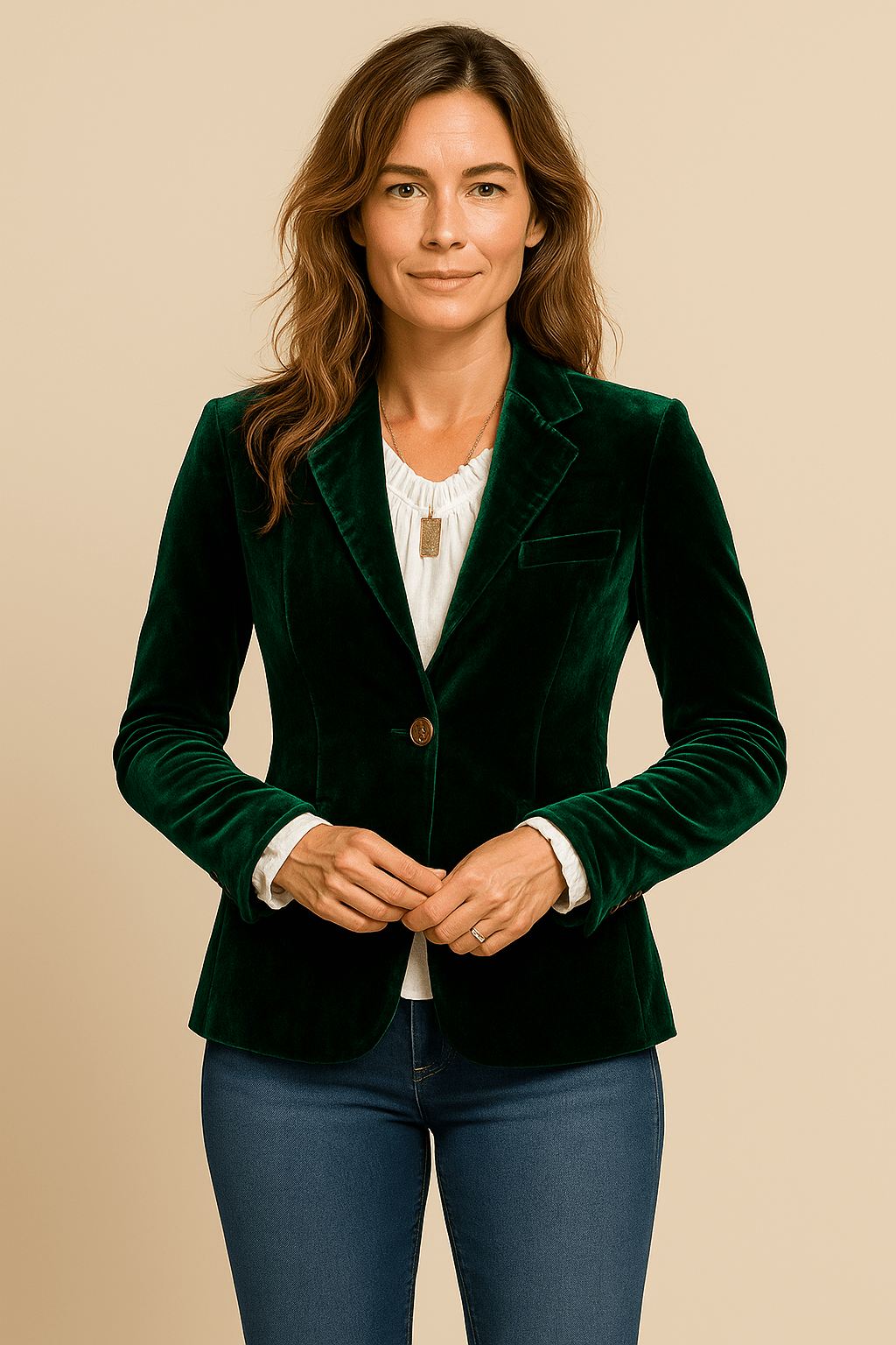 Women’s Retro Lapel Blazer with Pockets – Slim Fit – Stylish Jacket for Women