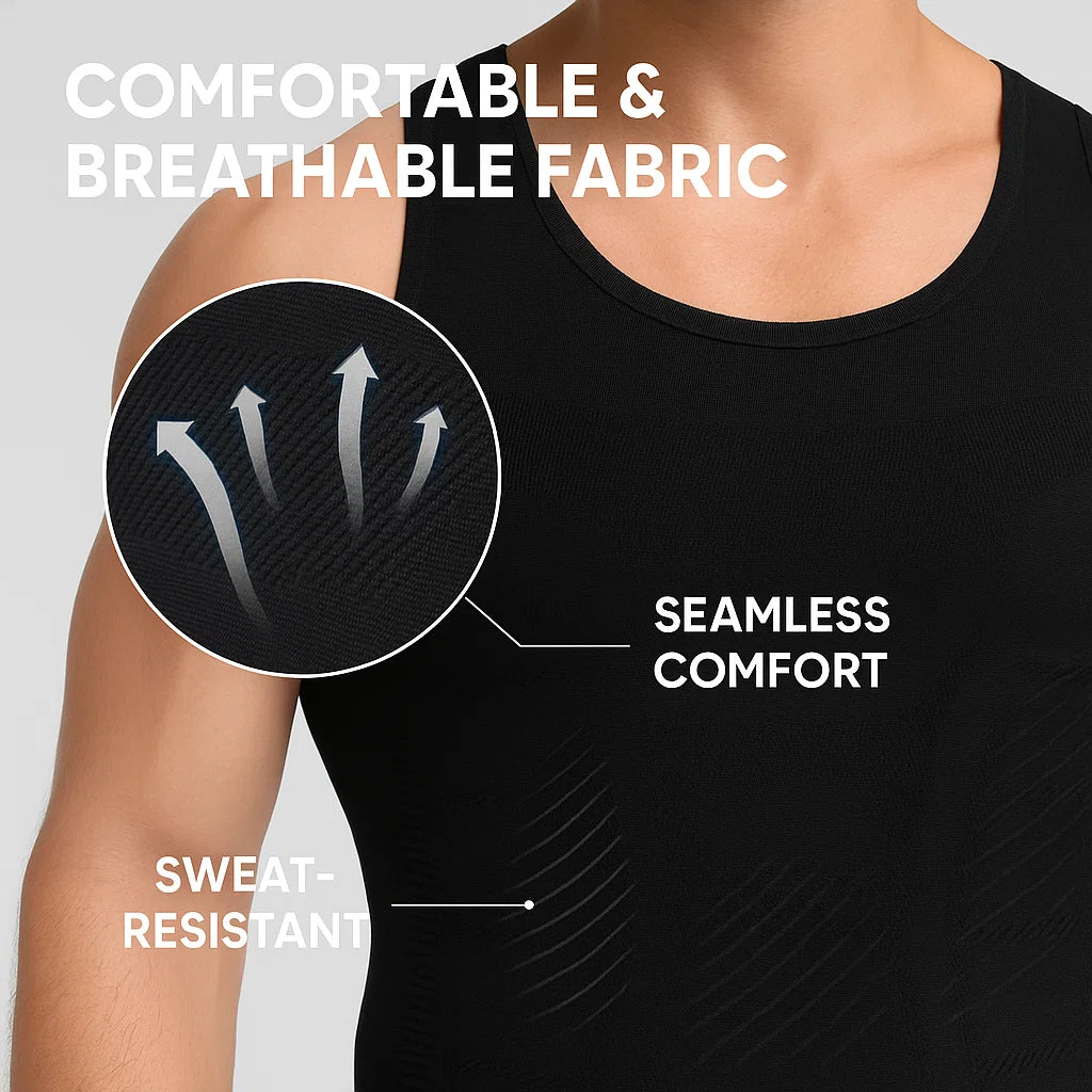 Men's Seamless Slimming Compression Body Shaper Vest for Abs Control and Support