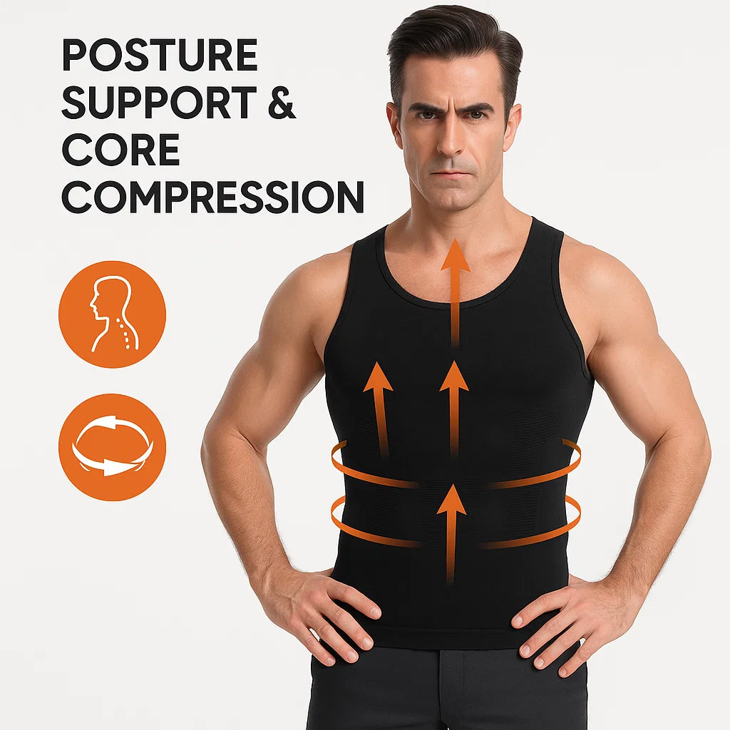 Men's Seamless Slimming Compression Body Shaper Vest for Abs Control and Support