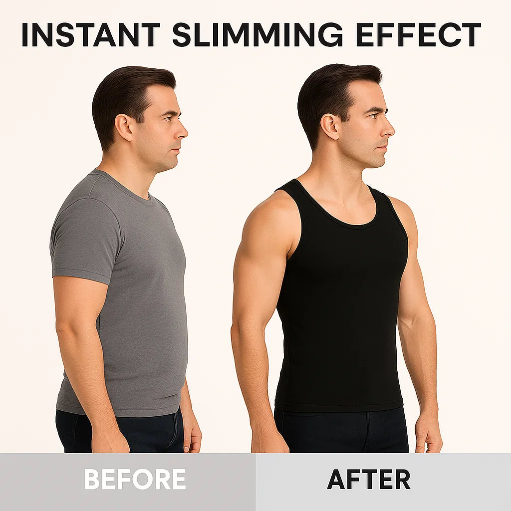 Men's Seamless Slimming Compression Body Shaper Vest for Abs Control and Support