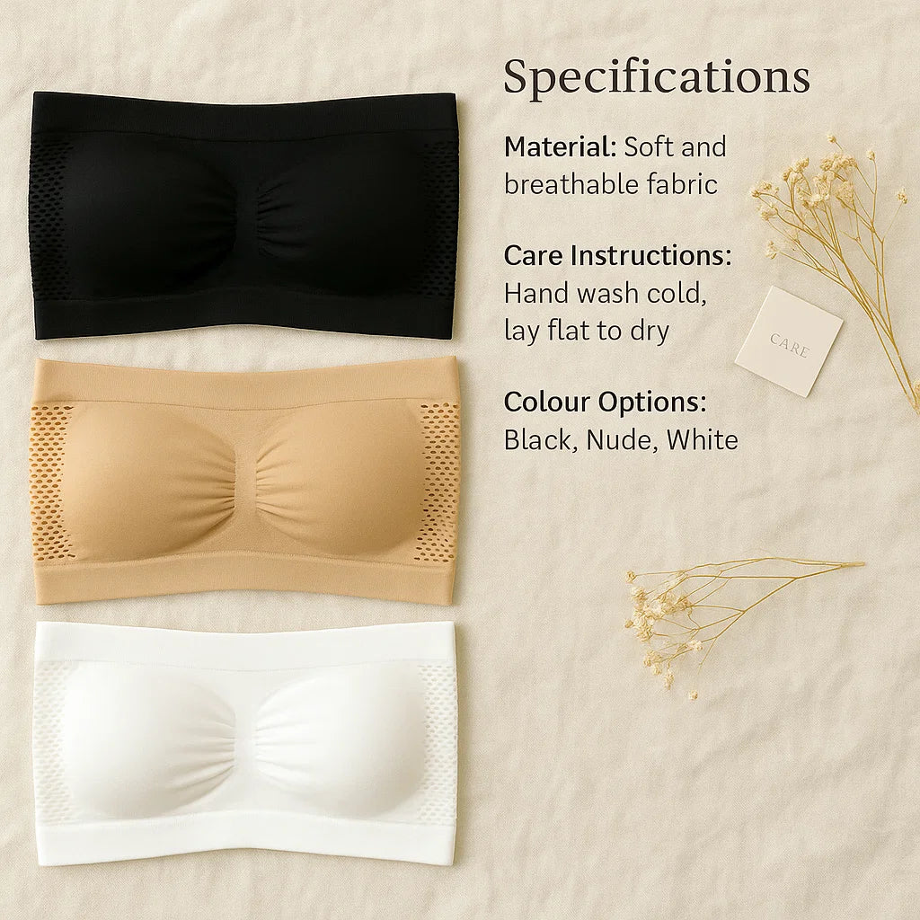 Supportive Bandeau Bra | Strapless, Smooth & Comfortable for Off-the-Shoulder Tops and Backless Dresses