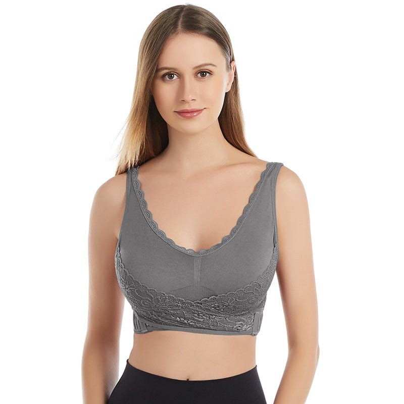 Wireless Lace Bra for Women - Adjustable Side Buckle, Front Cross Design, Comfortable Fit