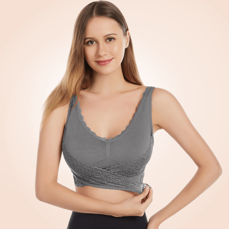 Wireless Lace Bra for Women - Adjustable Side Buckle, Front Cross Design, Comfortable Fit