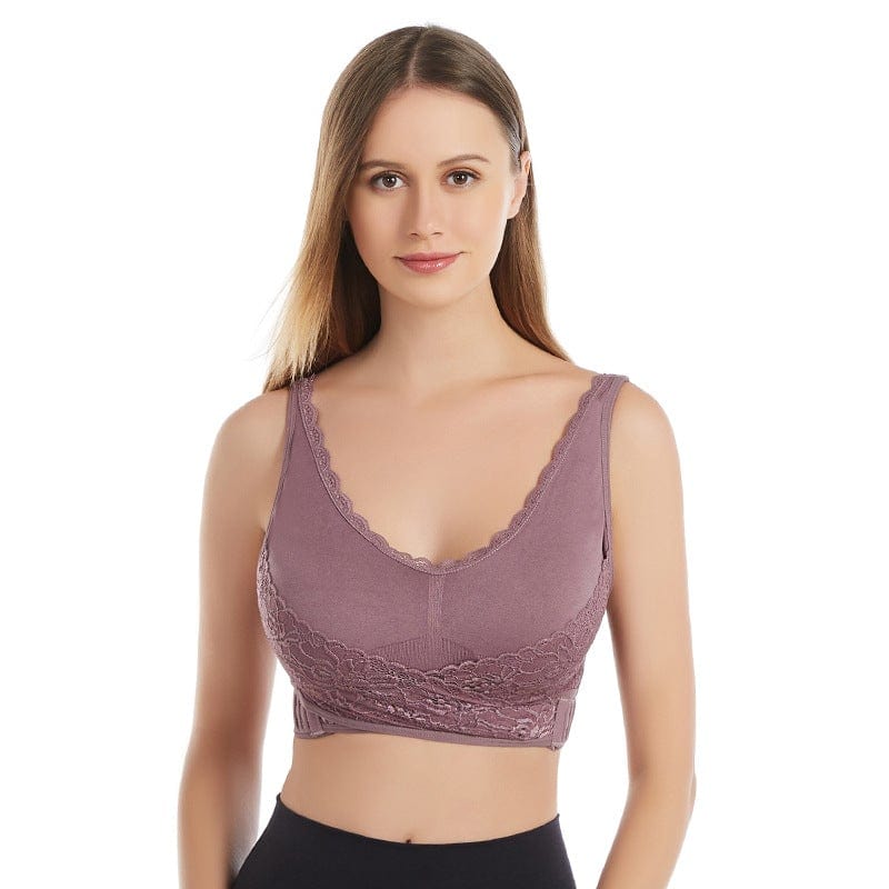 Wireless Lace Bra for Women - Adjustable Side Buckle, Front Cross Design, Comfortable Fit
