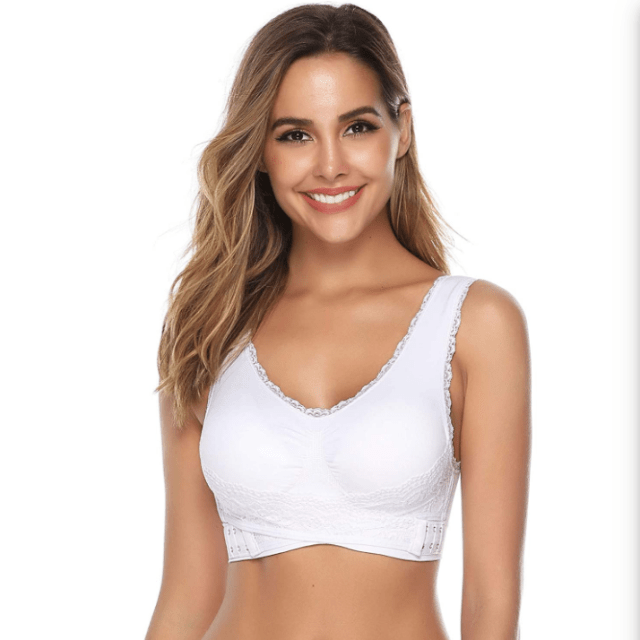 Wireless Lace Bra for Women - Adjustable Side Buckle, Front Cross Design, Comfortable Fit