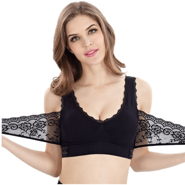 Wireless Lace Bra for Women - Adjustable Side Buckle, Front Cross Design, Comfortable Fit