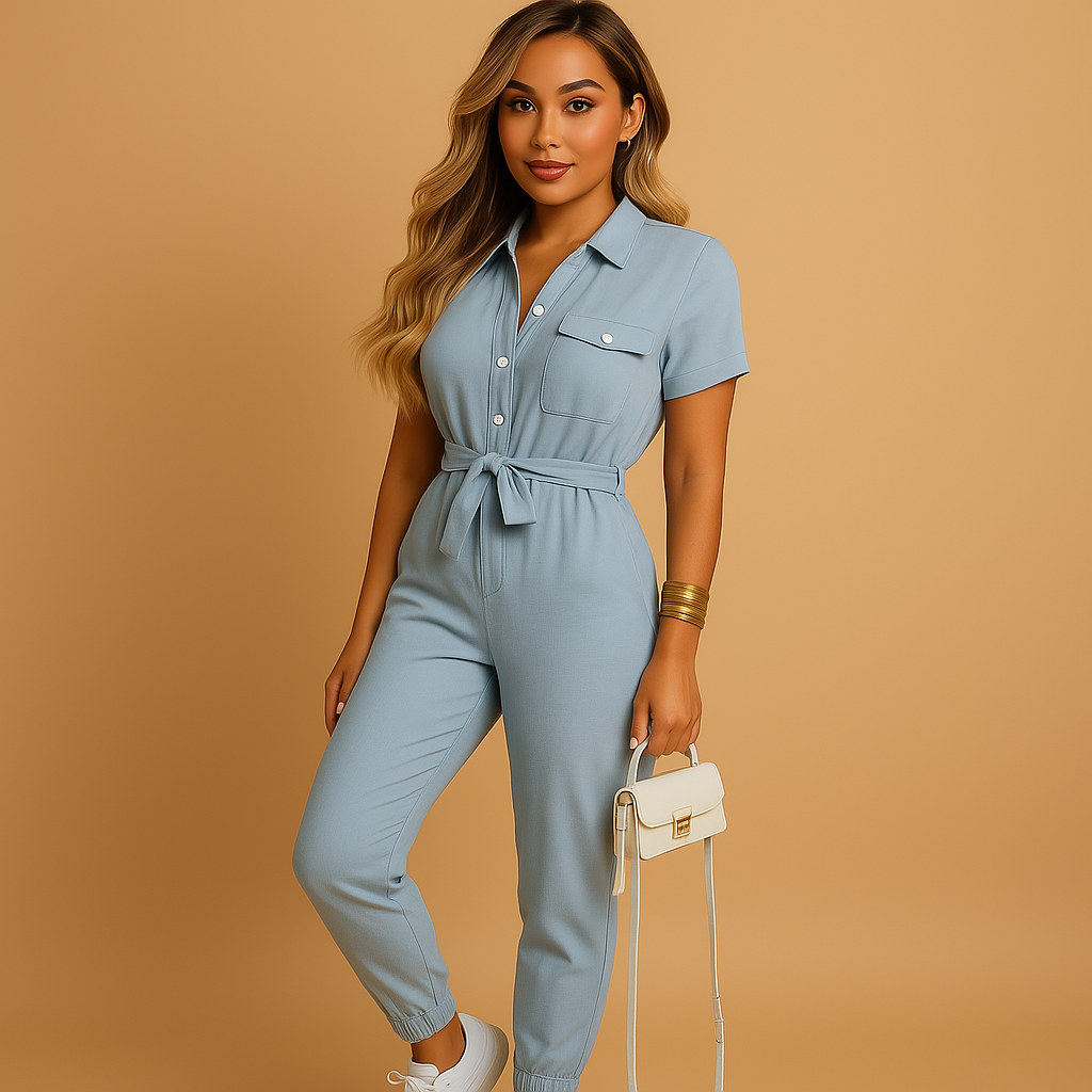 Tailored Women's Jumpsuit with Button Closure and Flattering Fit - Comfortable and Stylish All-in-One Outfit