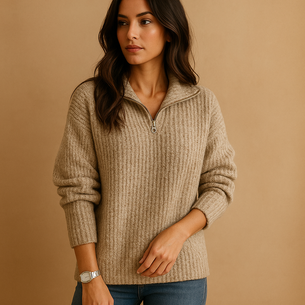 Ladies' Half Zip Jumper with Comfortable Fit - Perfect for Everyday Wear