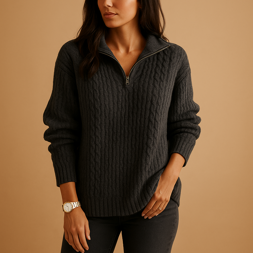 Ladies' Half Zip Jumper with Comfortable Fit - Perfect for Everyday Wear