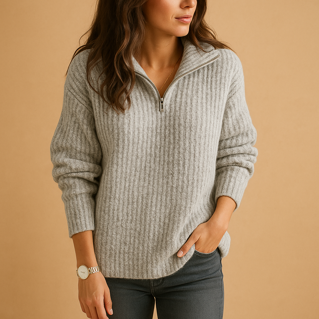 Ladies' Half Zip Jumper with Comfortable Fit - Perfect for Everyday Wear