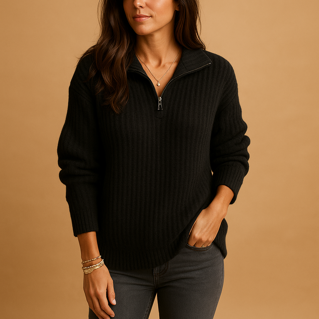 Ladies' Half Zip Jumper with Comfortable Fit - Perfect for Everyday Wear
