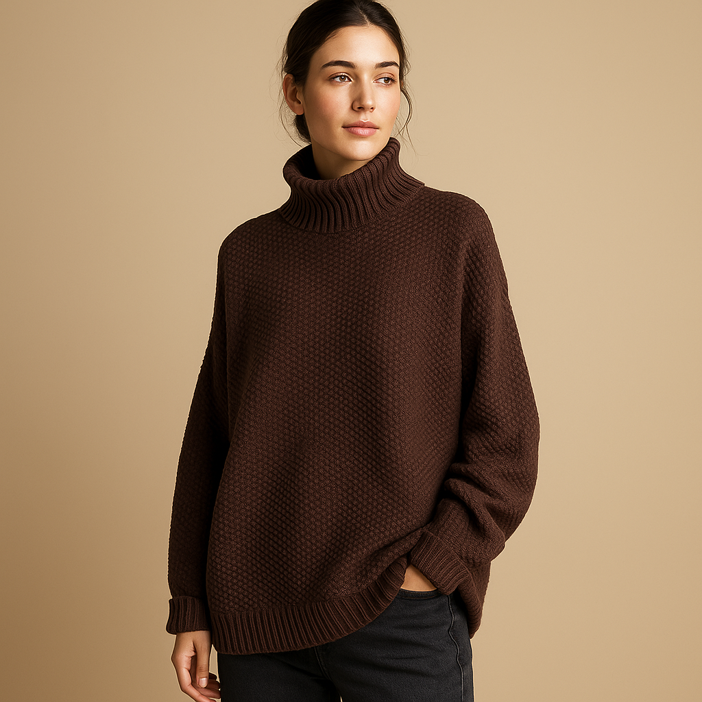 Knitted Turtleneck Jumper for Women in Timeless Design - Warm Wool Blend Sweater, Casual Fit, Available in Multiple Sizes