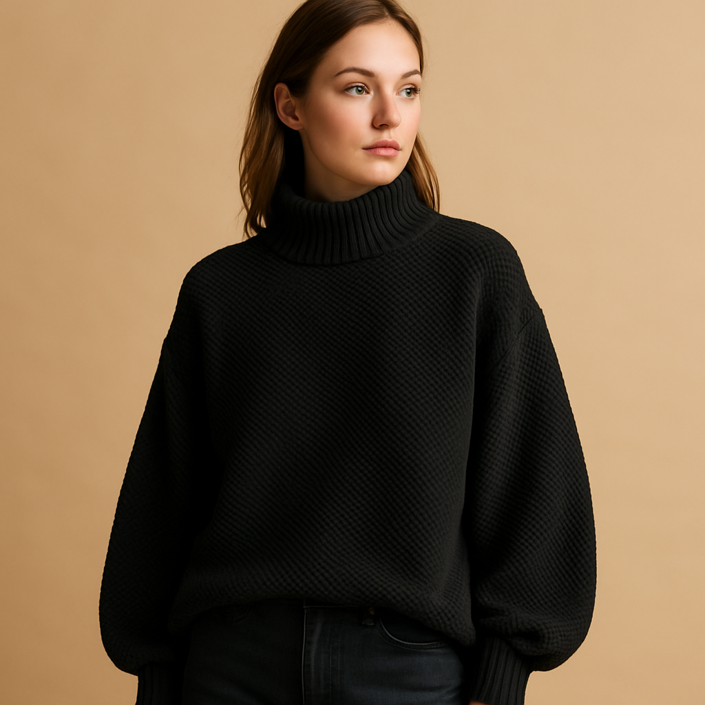 Knitted Turtleneck Jumper for Women in Timeless Design - Warm Wool Blend Sweater, Casual Fit, Available in Multiple Sizes