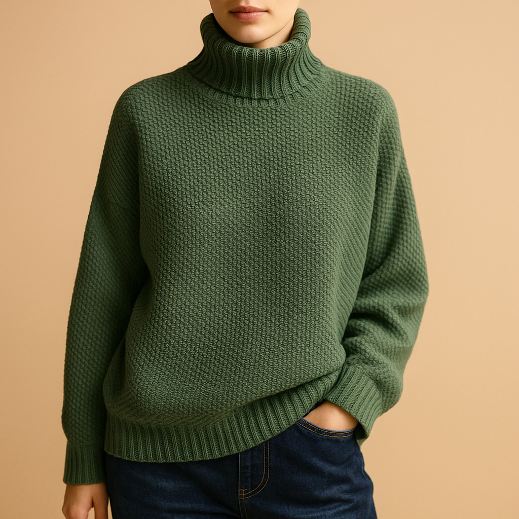 Knitted Turtleneck Jumper for Women in Timeless Design - Warm Wool Blend Sweater, Casual Fit, Available in Multiple Sizes