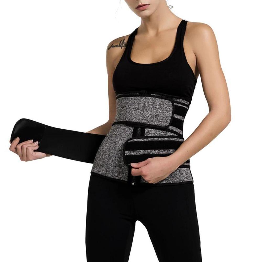 Women's Latex Waist Trainer | Double Compression Straps & Zipper for High-Intensity Workouts