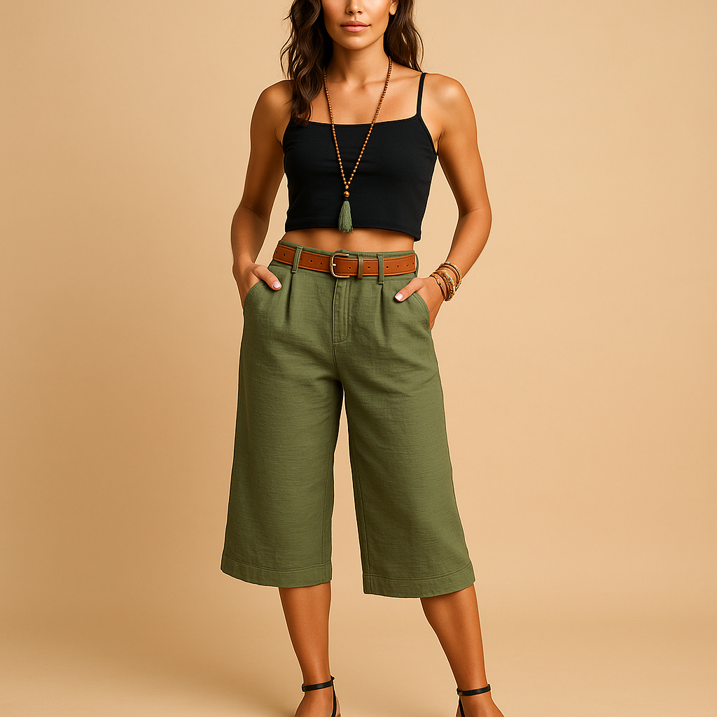 Short Ladies' Trousers for Everyday Use and Travel - Comfortable Cotton Travel Pants