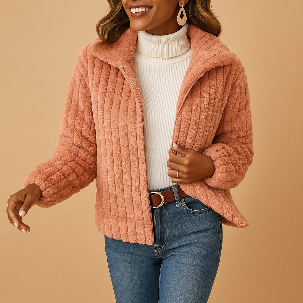 Long Women's Fleece Gilet with High Collar - Warm Layering Piece for Winter