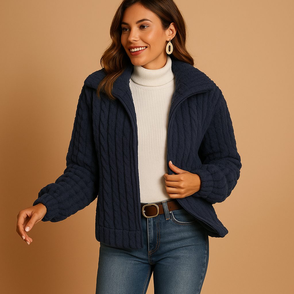 Long Women's Fleece Gilet with High Collar - Warm Layering Piece for Winter