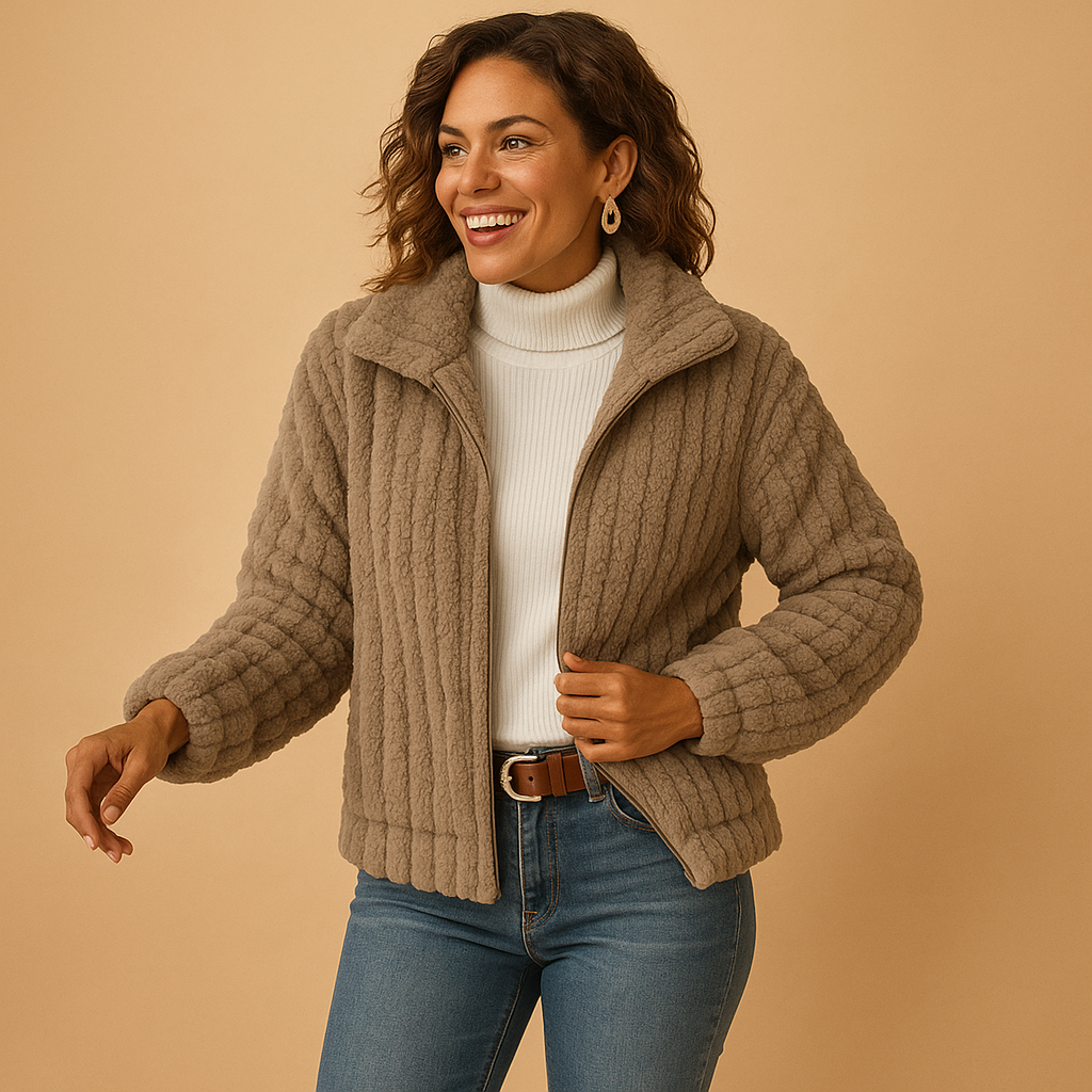 Long Women's Fleece Gilet with High Collar - Warm Layering Piece for Winter