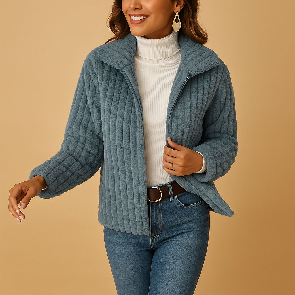 Long Women's Fleece Gilet with High Collar - Warm Layering Piece for Winter