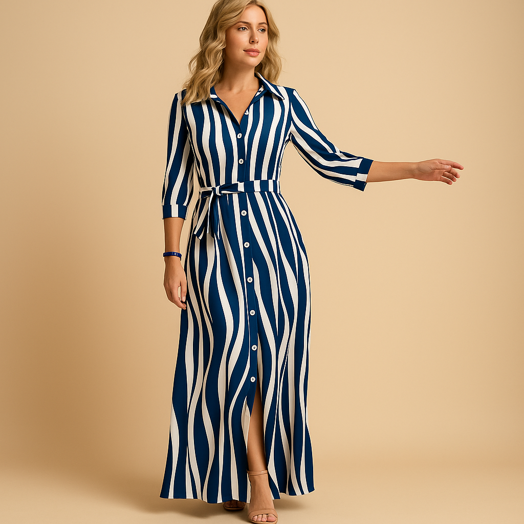 Long Loose Fit Summer Dress with Short Sleeves for Women