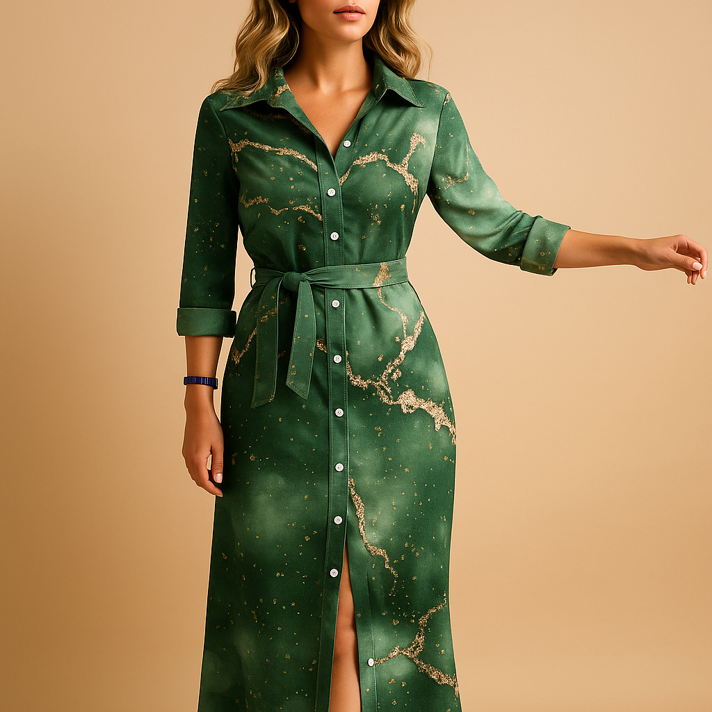 Long Loose Fit Summer Dress with Short Sleeves for Women