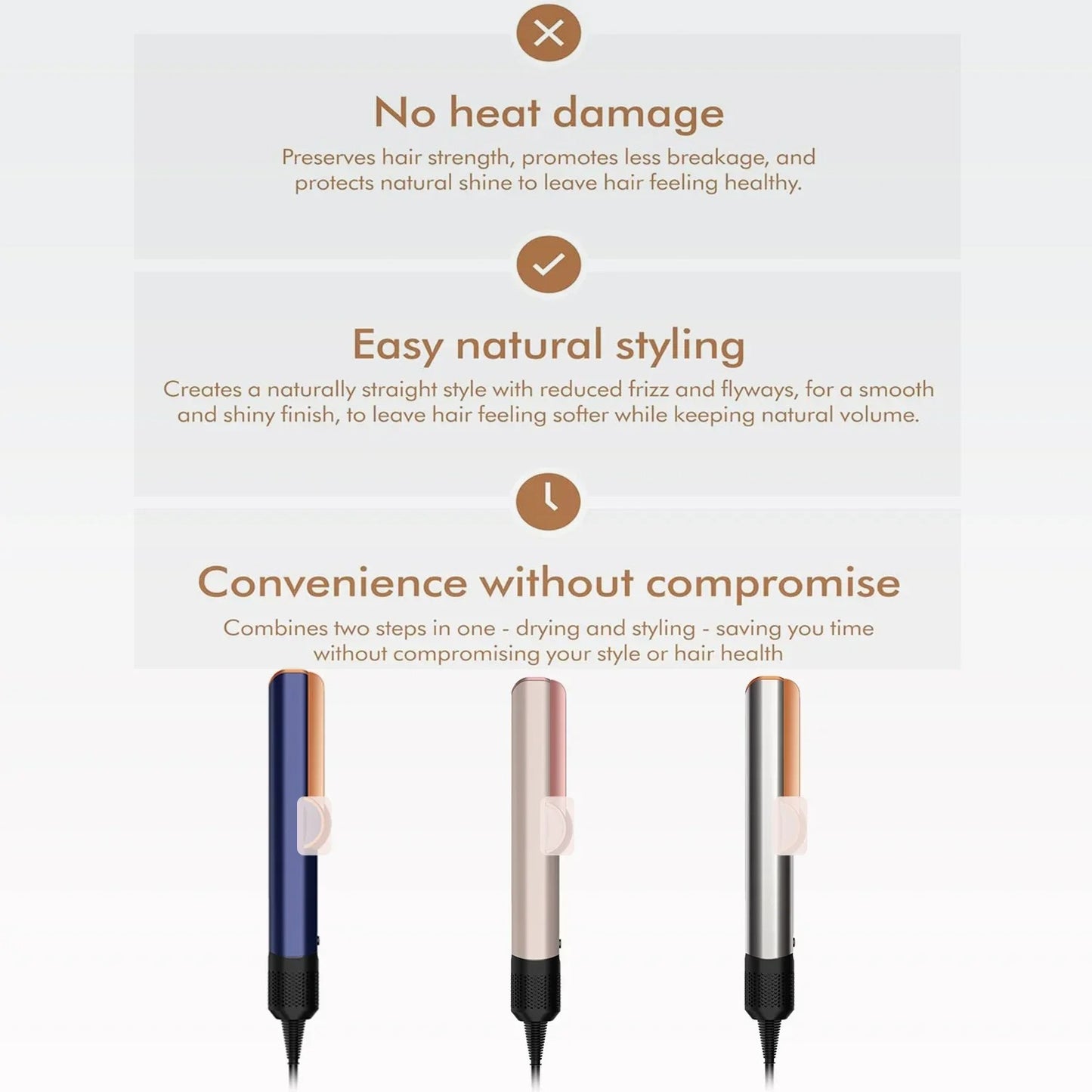 Air Straightener | 2-in-1 Blow-Dryer & Smoothing Tool with Ion Technology for All Hair Types