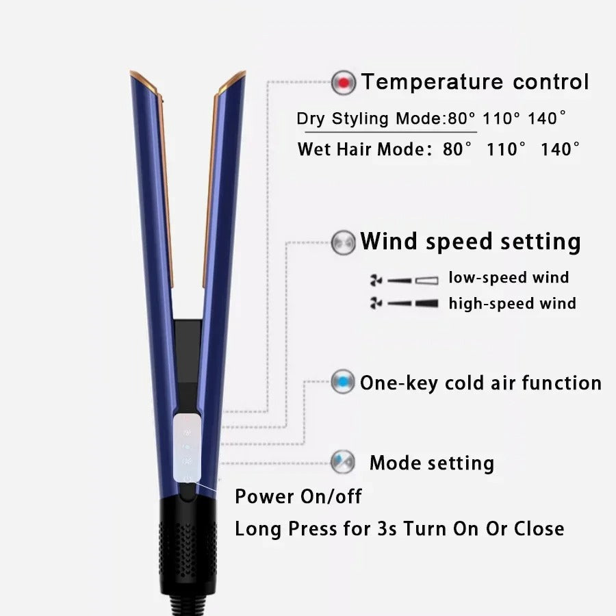 Air Straightener | 2-in-1 Blow-Dryer & Smoothing Tool with Ion Technology for All Hair Types