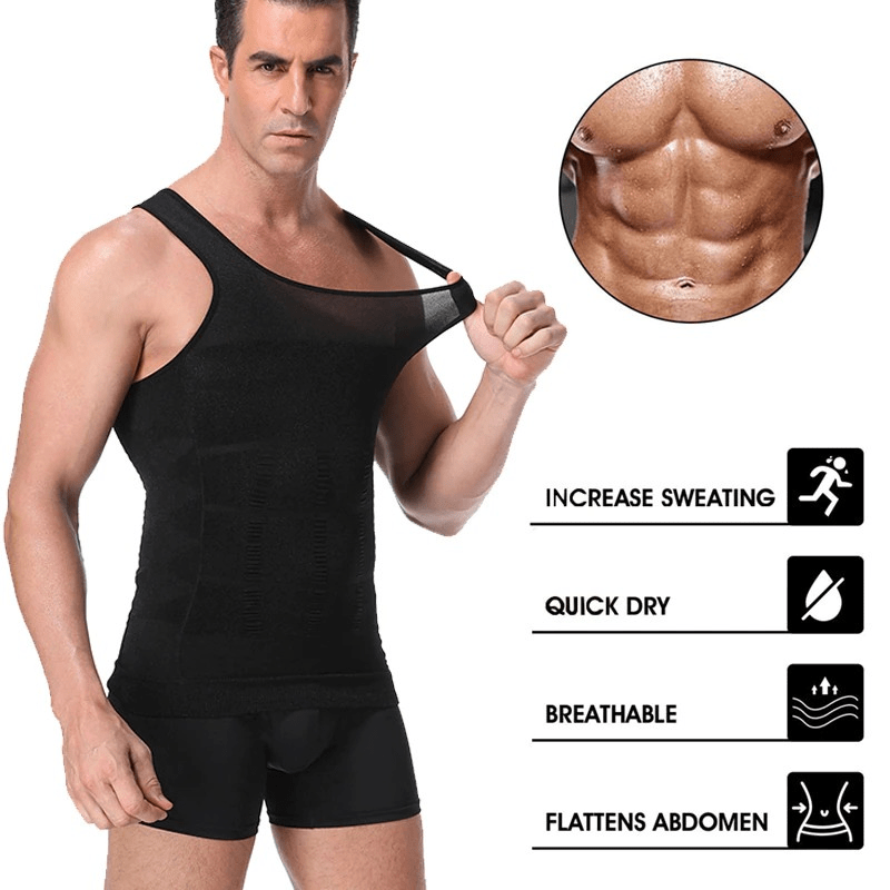 Men's Seamless Slimming Compression Body Shaper Vest for Abs Control and Support