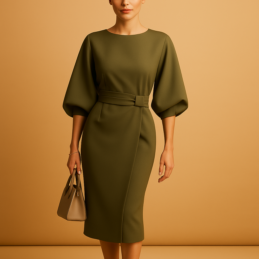 Midi Dress for Women with A-Line and Tie Waist - Stylish Midi Length Dress in Various Colors and Sizes