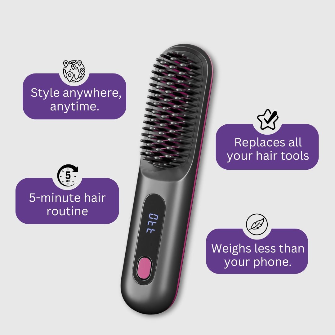 Portable Hair Straightener Brush | Ionic Technology, Lightweight & Fast Styling for All Hair Types