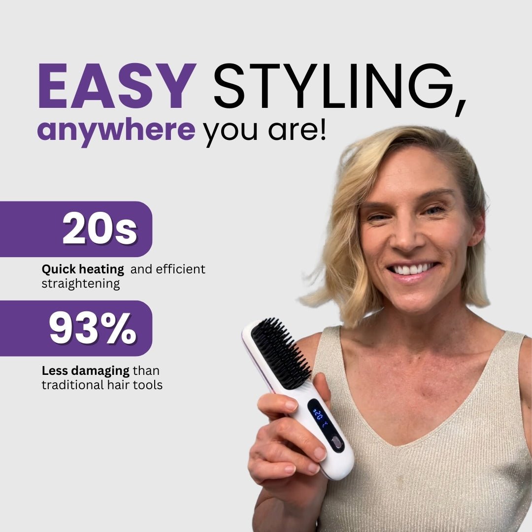 Portable Hair Straightener Brush | Ionic Technology, Lightweight & Fast Styling for All Hair Types