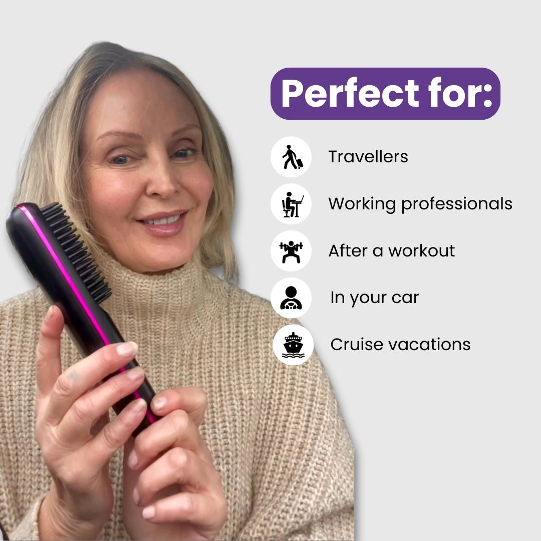 Portable Hair Straightener Brush | Ionic Technology, Lightweight & Fast Styling for All Hair Types